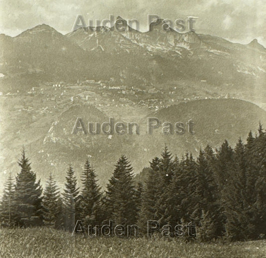 Antique Leysin Tour d'ai & de Mayen Glass Magic Lantern Slide Photo Switzerland