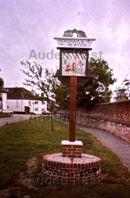 Vintage Horsham And Newton Village Sign 35mm Photo Slide Fujifilm 1977