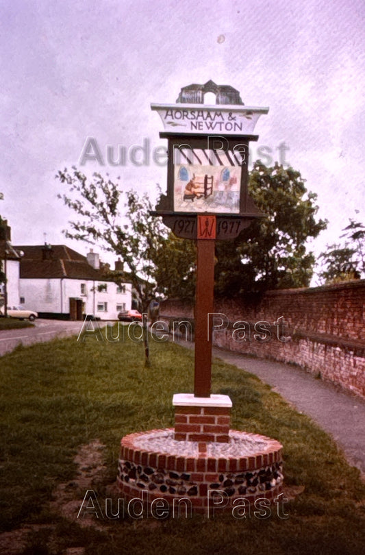 Vintage Horsham And Newton Village Sign 35mm Photo Slide Fujifilm 1977